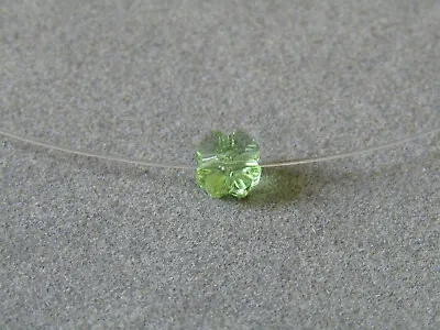 Swarovski Crystal Peridot Shamrock / Four Leaf Clover Floating Illusion Necklace • £13.34