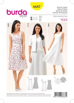 Burda Ladies Easy Sewing Pattern 6687 Dresses & Short Sleeve Jacket (Burd... • £13.99