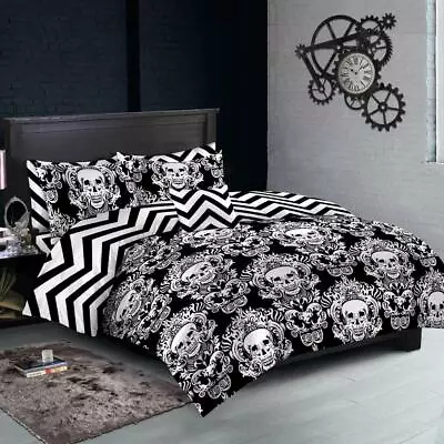 $69 • Buy Single/KS/Double/Queen/King/SK Cotton Quilt/Duvet/Doona Cover Set-Dark Skull