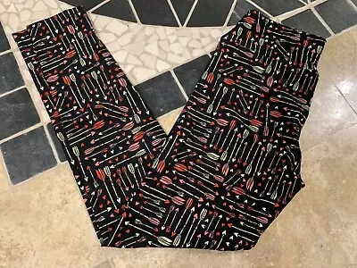 NWT Lularoe OS Leggings Valentines Day VDay Black Red Pink Yellow Arrows Amore • $25