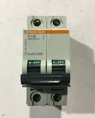 MERLIN GERIN D1A Multi 9 C60 Circuit Breaker #24516 1-amp 2-pole • $20