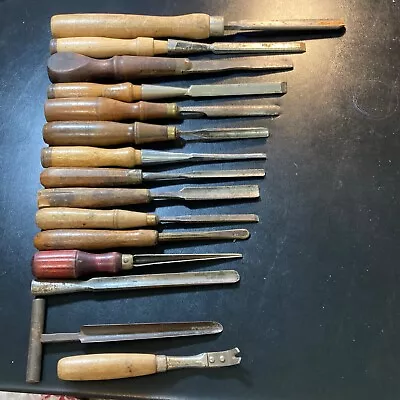 Vintage Buck Brothers Dunlap Craftsman Wood Lathe Chisels -set Of 15 • $90