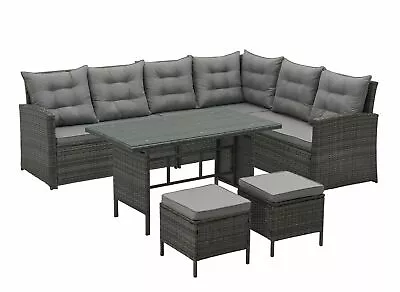 Monroe 8 Seater Garden Rattan Furniture Corner Dining Set Table Sofa Bench Stool • £499.99