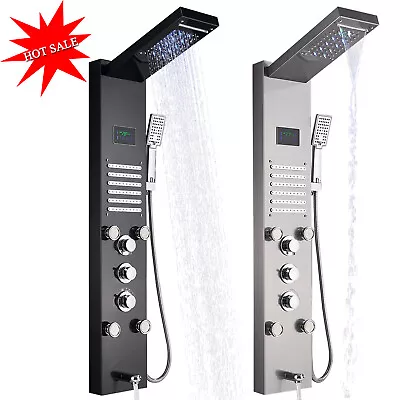 $129.07 • Buy LED Shower Panel Tower Waterfall&Rainfall Head Spray Set Massage System Faucet