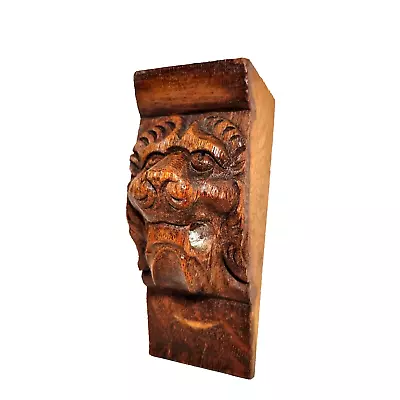 Lion Wood Carving Corbel Bracket 5.51 In Antique French Architectural Salvage • $139