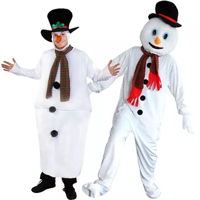 Adult Snowman Costume Christmas Fancy Dress Choose Style Mascot Or Fat Suit • £26.99