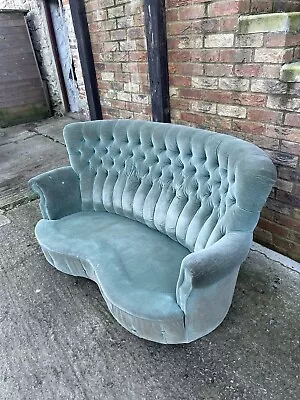 £280 • Buy Antique Edwardian Curved Button Back Small Sofa Upholstery Project