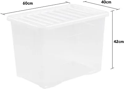 80 Litre Wham Plastic Crystal Storage Container Box With Lid For Toys Clothing • £15.90