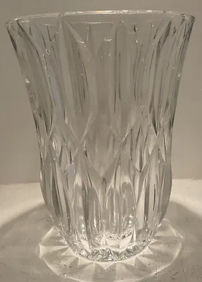 VAL ST. LAMBERT Crystal Vase Vintage Signed Belgium 1950 Thick Art Glass • $99.95