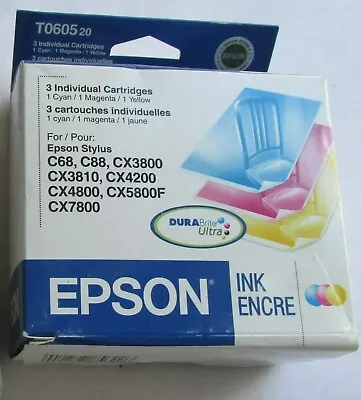 Epson Ink Cartridge T0605 20-VP Set 3 Color Cyan Magenta Yellow Expired 2007 • $10