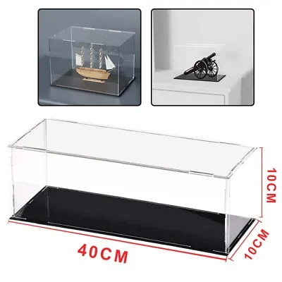 UK Clear Acrylic Display Case Perspex Box Plastic Base Protection Dustproof 40cm • £11.99
