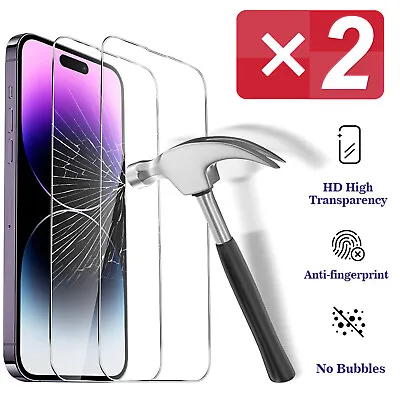 $5.88 • Buy 2x Screen Protector 9H Tempered Glass For IPhone 15 14 13 12 11 Pro Max Plus