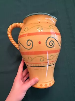 Villa Della Luna Pfaltzgraff Tall Yellow Ceramic Pitcher Vase 2004 • $45