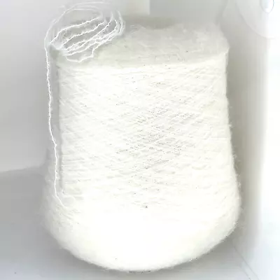 White ALPACA BABY MERINO WOOL BLEND Yarn On Cone Per 400g / 0.88lb For Knitting • $52.02