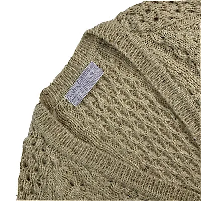 Mens M Con McCoy Natural Tan Flec Hand Knit Heavy Wool Cable Knit Cardigan • $74.95