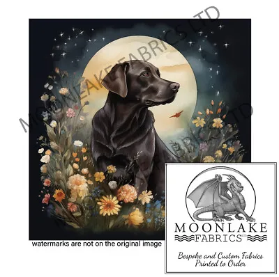Chocolate Labrador On A Moonlit Night Fabric Craft Panels In 100% Cotton • £3.45