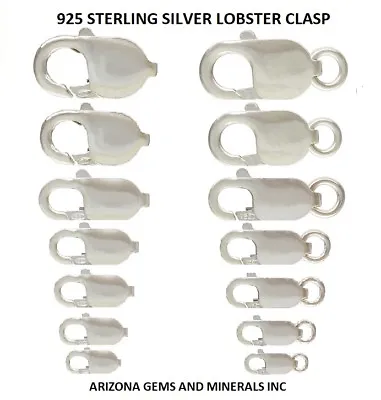 Sterling Silver 925 Lobster Claw Clasp 2 Styles - 7 Sizes 8mm - 18mm 1 PC-10 PC • $9.70