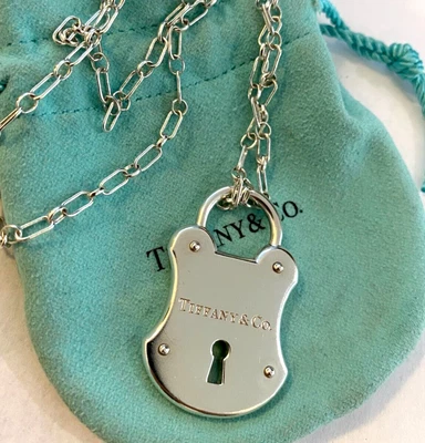 £231.19 • Buy Tiffany & Co. Lock Key-Hole Pendant Chain Necklace Sterling Silver 925