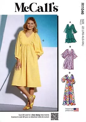 McCall 8312  EASY Misses' Pullover V-Neck Dress 3/4 Sleeves Cuffs Sewing Pattern • $10.95