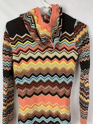 Missoni Jacket Long Hoodie Sweater Lightweight Multicolor Girls Teens Large • $24.99