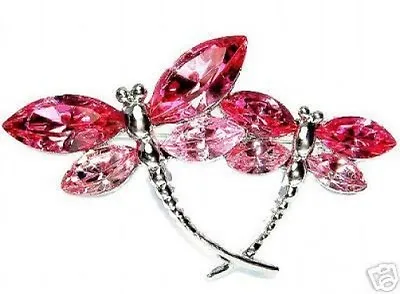 £49.38 • Buy Pink Rose DRAGONFLY Made With Swarovski Crystal Mother Child Bridal Pin Brooch