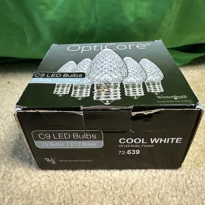 (25-Pk) OptiCore C9 LED Cool White Faceted Light Bulbs 0.84W E17 Base 72-639 • $23.99