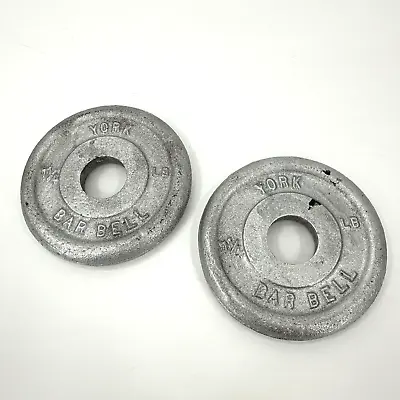 Vintage YORK BAR BELL Weight Size 1 1/4# Each Set Of 2 Bodybuilding Gym • $22.49