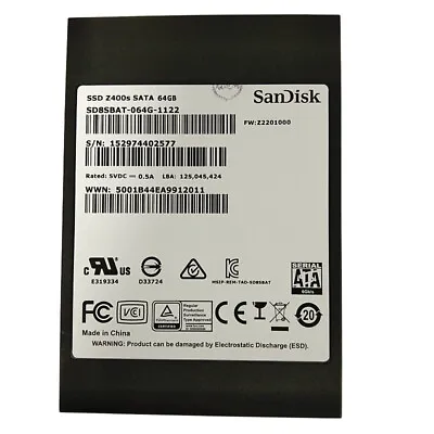 £23.99 • Buy SanDisk SSD Z400S 64GB SD8SBAT-064G-1122 SATA-6Gbps MSATA Solid State Drive