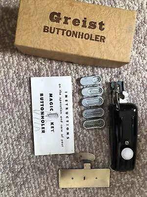 Vintage Greist Rotary Magic Key Buttonholer Extra Templates Instructions & Box • $10