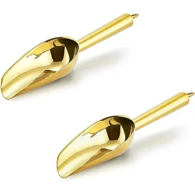 Mini Ice Scoop Set Of 2 *VeSteel* 3 Ounce Gold Stainless Steel Scoops For Candy • $10.99