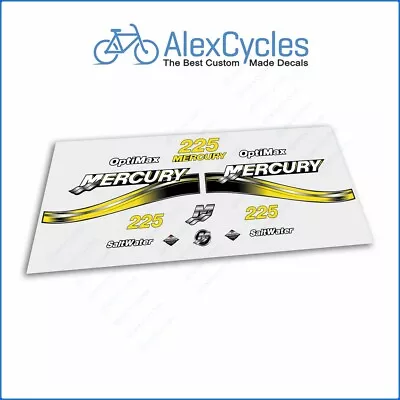 Mercury OptiMax SaltWater 225 HP StarCraft Yellow Laminated Decals Sticker Kit • $33.39