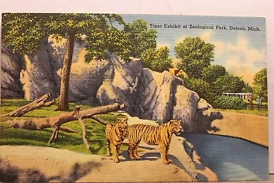 Michigan MI Detroit Zoo Park Tiger Exhibit Postcard Old Vintage Card View Postal • $2
