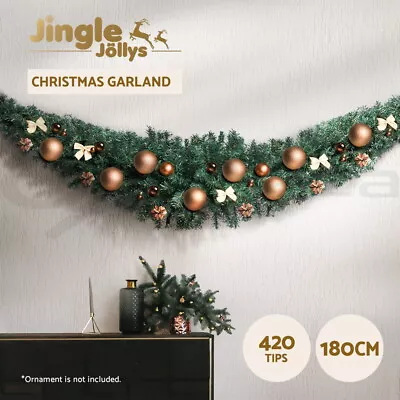 Jingle Jollys Christmas Garland 1.8M Xmas Tree Decoration Green • $29.95