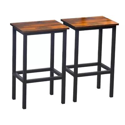 Set Of 2 Bar Stools Kitchen Breakfast Counter Chair With Footrest For Bar Bistro • £30.19