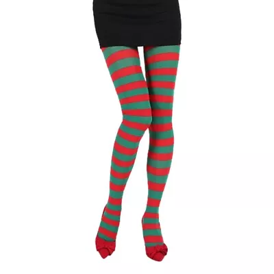 Women Rainbow Wide Striped Holiday Tights Opaque Microfiber Stockings Pantyhose • £6.56