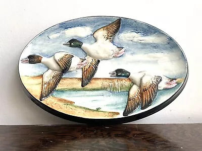 Vintage Huge Royal Dux Flying Mallard Ducks Bird Wall Plaque • £85.45