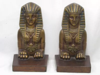 Antique Marked 9975 Bookends Egyptian Egypt Sphinx Pharaoh Bookend Cast Iron • $356.25