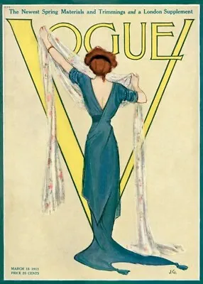 Vintage Vogue 1911 Magazine Cover Reproduction 17 X 12 Framing Print Wall Decor • $16.95