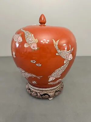 VTG 20th Century Made In Macau Chinese Hand Painted & Etched Porcelain Vase • $39.99