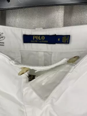 Polo Ralph Lauren Women's White Twill Chino Short Blue Pony 6 • $30