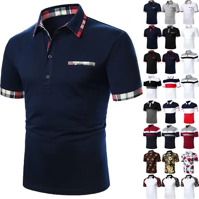 £12.39 • Buy Men's Summer Polo T-Shirt Short Sleeve Blouse Regular Fit Casual Work Golf Tops