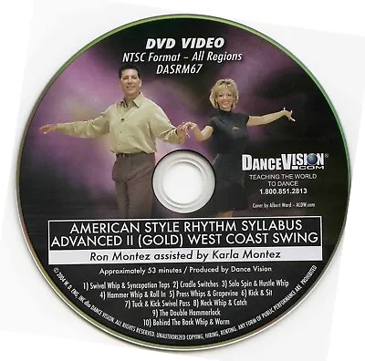 $27.95 • Buy WEST COAST SWING Advanced II Gold Whips Swivels Montez Dance Vision DVD DASRM67