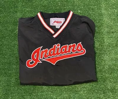 Vintage Cleveland Indians Jacket Large Black Pullover Puma Mens 90s Jacobs Field • $49.99