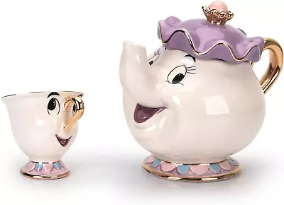 Cartoon New Beauty And The Beast Teapot Mug Mrs Potts Chip Tea Pot Cup One Set  • $35.50