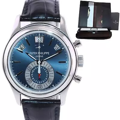 MINT Patek Philippe 5960P Platinum Chrono Blue Dial Annual Calendar 40.5mm Watch • $51992.13