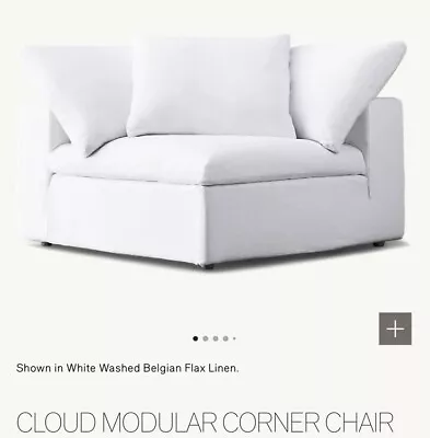 Restoration Hardware Cloud Slipcover Classic Corner Chair TexTwoTone Linen White • $559