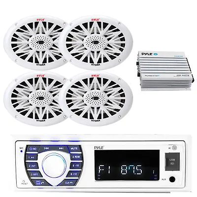 Pyle Marine USB/AMFM/AUX Stereo 6x9  Marine Speakers 400W Bluetooth Amplifier • $205.49