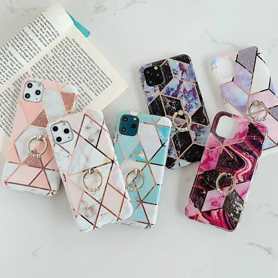 $12.63 • Buy Marble Phone Cover Silicone With Ring Case For IPhone 11 12 13 Pro Max XS X 8 7