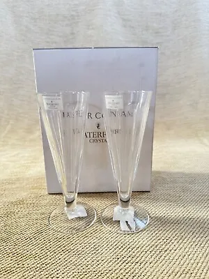 New 2 X Vintage Waterford Crystal Jasper Conran Tall Wine Glasses Long Shine Box • £55