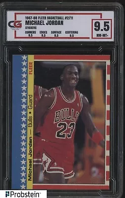 1987-88 Fleer Stickers Basketball #2 Michael Jordan Chicago Bulls HOF CG 9.5 • $107.50